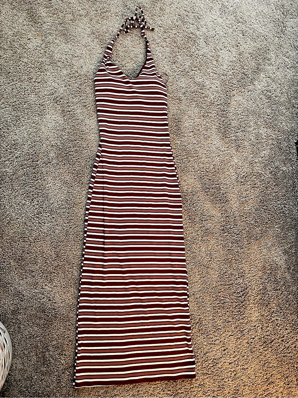 Striped Maxi Dress in Red & White Like New